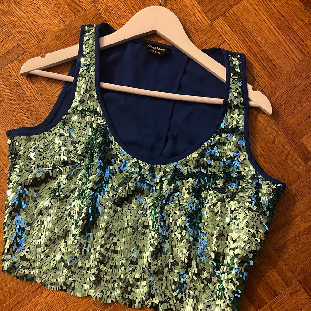 BEBE Sequin Crop Top